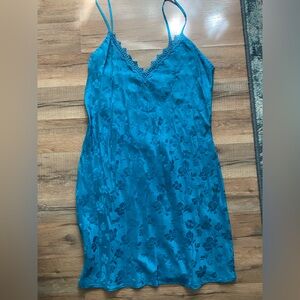Private Luxuries 100% Silk Blue Lingerie Slip